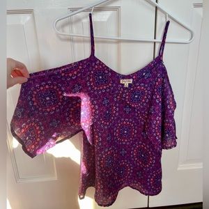 Violet layered off the shoulder top